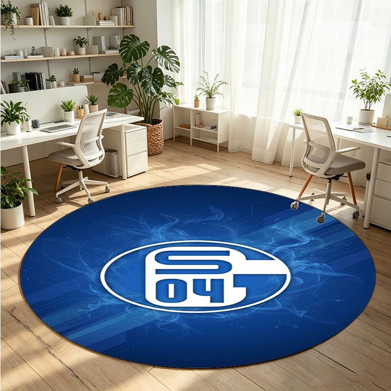 Schalke 04 Printed Round Crystal Velvet Rug Soft Non Slip Floor Carpet For Bedroom Holiday Gift