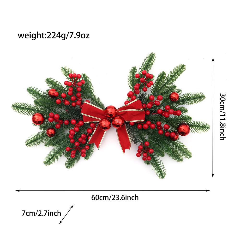 Festive Christmas Pine & Berry Door Hanging with Gold Bow