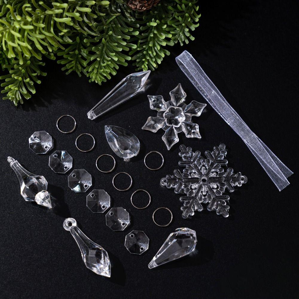 6pcs/set Acrylic Snowflake Ornament Sparkling Christmas Tree Hanging Winter Party