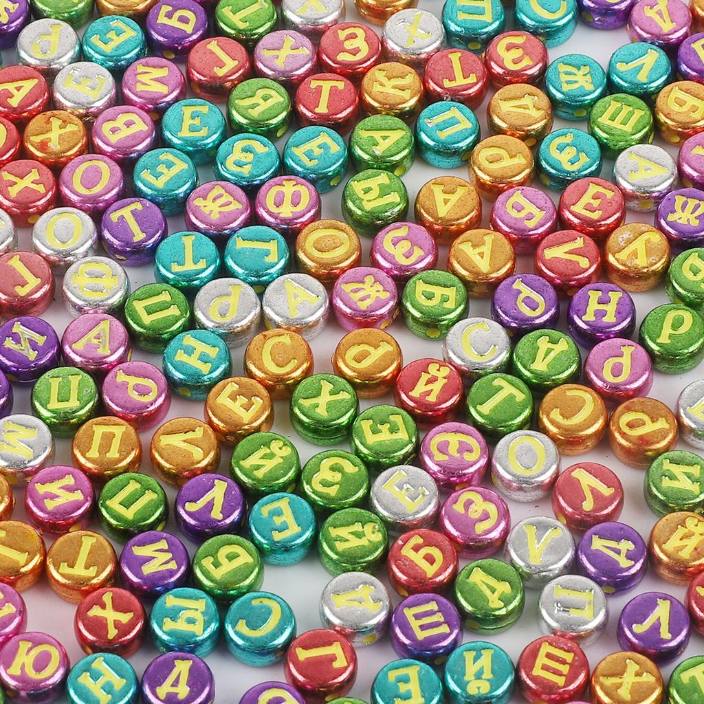 Бусины ручной работы 4*7мм Акриловые россыпные бусины Бусины с алфавитом Плоские бусины Ручная работа DIY Детское раннее образование Изготовление бижутерии Аксессуары Браслет