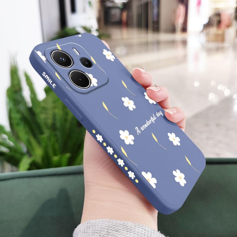 Чехол для телефона 'Дождевой Маргаритка' для Xiaomi Redmi Note 14 13 12 12S 11 11S 10 10S 9 9S 15 15C 14C Pro Plus 4G 5G Жидкий Силиконовый Чехол