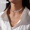 European and American Jewelry, Retro Fashion Fishbone Chain Sequined Collarbone Chain Women, Versatile Single-layer Short Neck Necklace