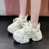 Fashion 8CM Fashion New Chunky Sneakers Women Autumn Spring Lace Up Platform Sports Shoes Thick Bottom High Heels Female Sneakers Woman