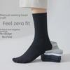 Men's Black Antibacterial Cotton Business Socks – Boneless, Sweat-Proof, Long, and Comfortable for Spring/Summer