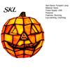 Decorative Pumpkin Lamp Stained Glass Lamp, Halloween Bedside Table Orange Night Light Accent for Indoor, Home, Holiday Party Decor