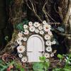 Wooden Fairy Garden Elf Door Decoration Outdoor Miniature Elf Door Ornament Fairytale World Tiny House Door Figurine Statue Sculpture