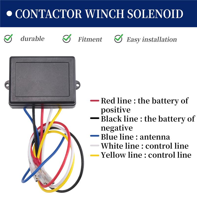 12V 500A Winch Solenoid Relay Contactor+ Wireless Winch Remote Control Kit For Truck Jeep ATV 5500-12000Lbs Winch (500A)-M53K