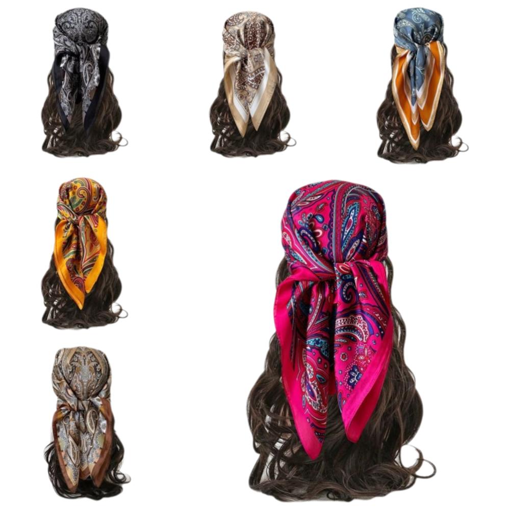 Luxury Print Imitation Silk Square Scarf Thin Hair Scarf Headband New Neck Tie Shawl Wraps Women