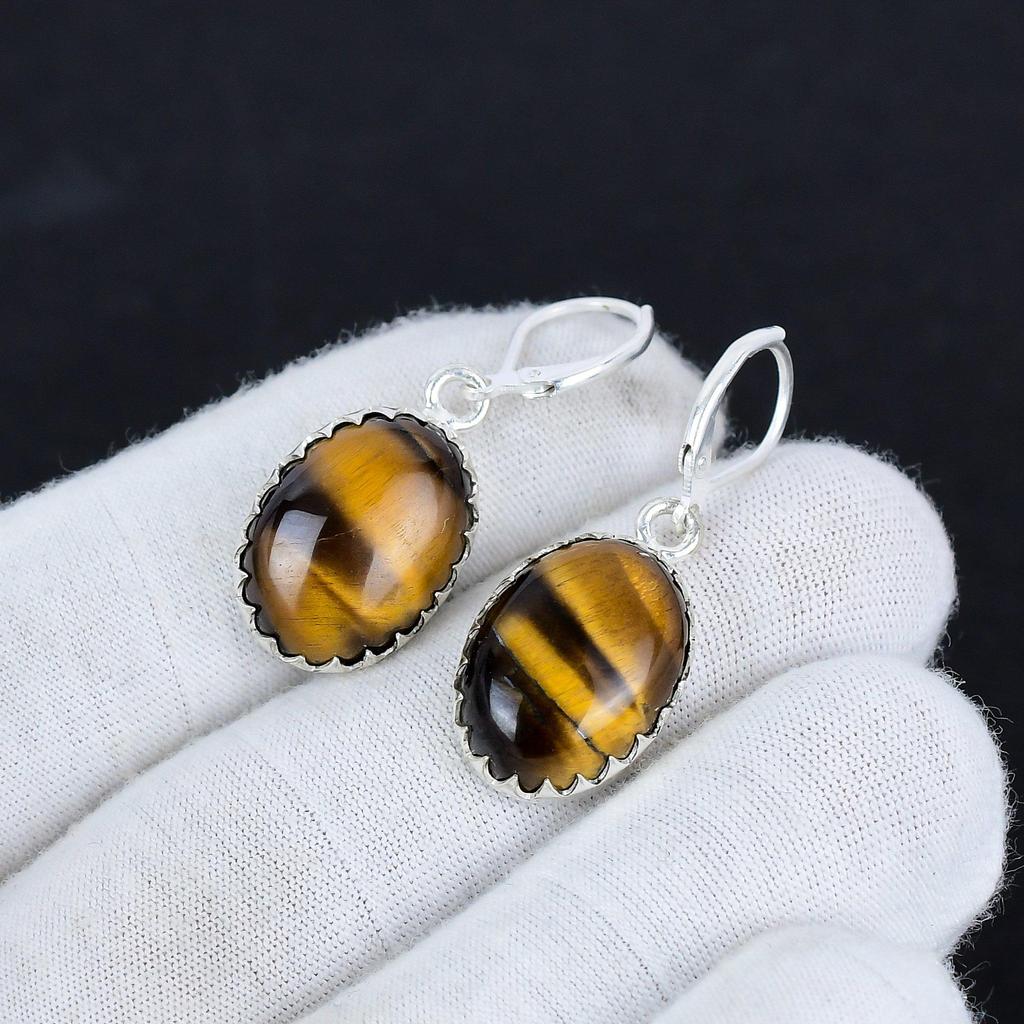 Серьги из натурального драгоценного камня тигровый глаз 925 пробы из стерлингового серебра, серьги-подвески из серебра в стиле бохо, подарки для вечеринок, подарки для нее