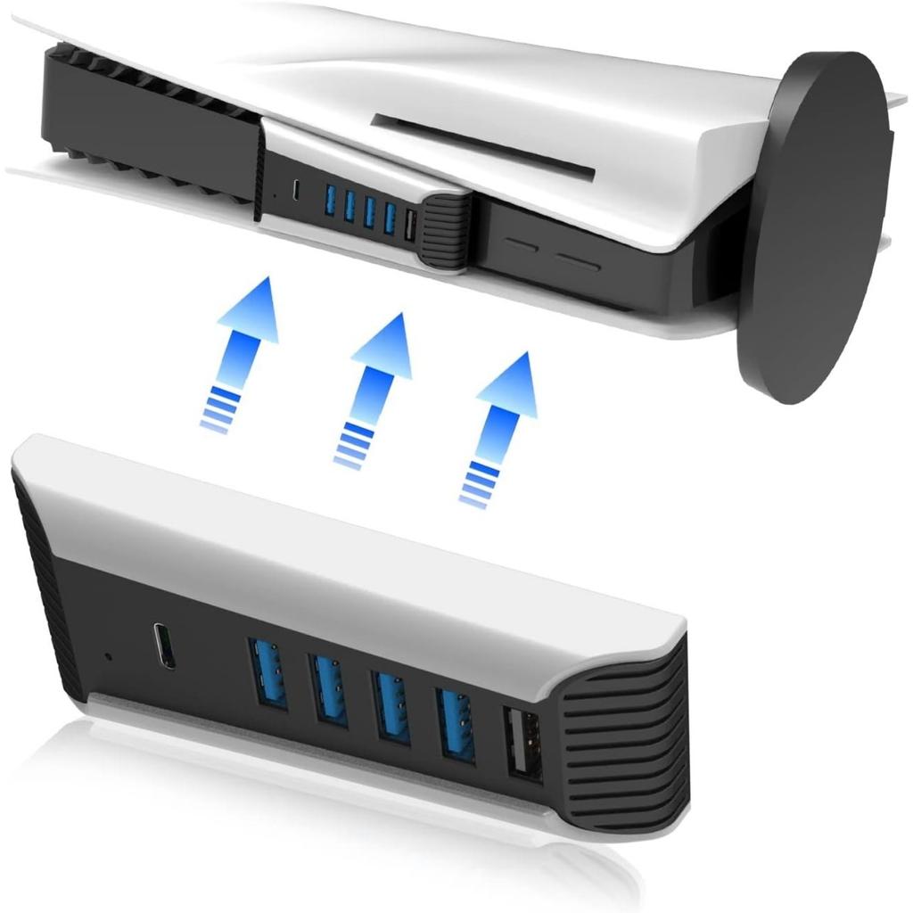 USB C Hub, USB Hub 5 в 1, высокоскоростной адаптер расширения с портами USB3.0 Type C для консоли PS5, поддержка 4 портов вывода данных USB