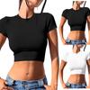 Women's Cropped Tops Cute Round Neck -shirt Slim Fit Fashionable Short Sleeve T-shirt Suitable For Teenage Girls