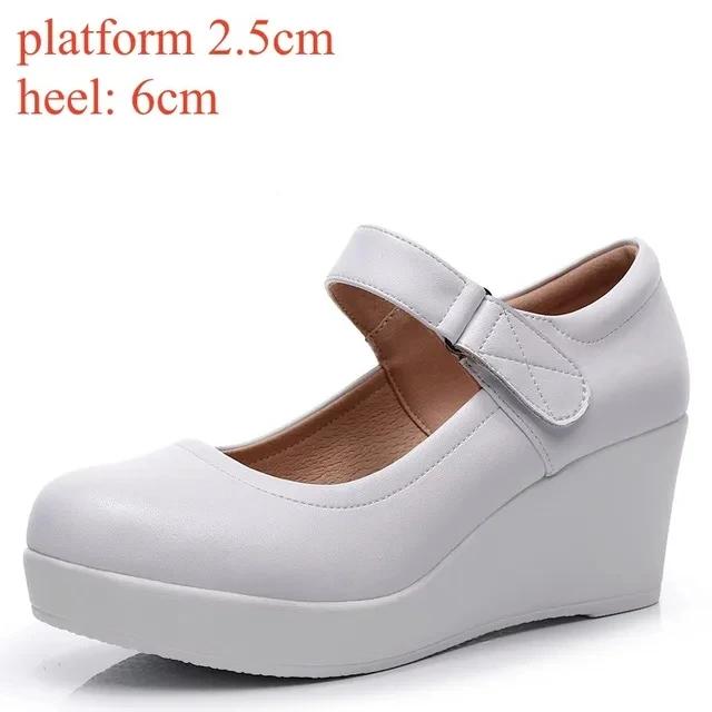 Туфли из натуральной кожи на платформе и танкетке Мэри Джейн женские весна 2025 туфли на высоком каблуке для офиса модельная обувь для женщин