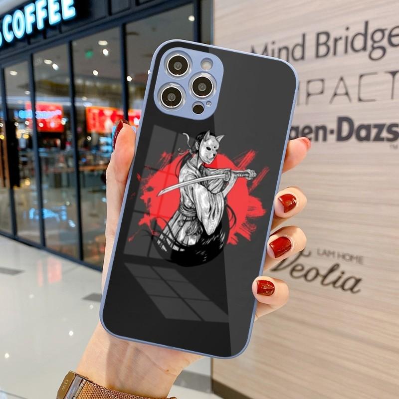 Чехол для телефона Samurai Gril Women для iPhone 14 13 12 11 Pro Max X XR XS 8 7 Plus с жидким стеклом и цветным чехлом для телефона