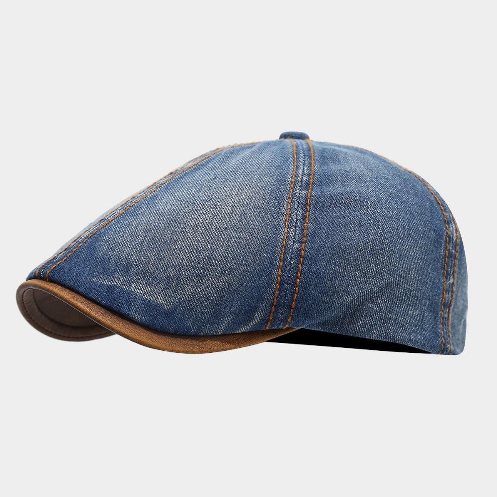 Модная washed denim берет шляпа короткий козырек винтажная кепка газетчика регулируемая кепка с козырьком унисекс