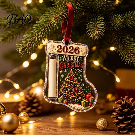 Holiday Cash Gift Card Ornament Stocking Shaped Christmas Ornament, Acrylic Money Holder Hanging Personalized Keepsake for Friends Decor, Xmas