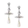 Westwood Pearl Earrings Saturn Retro Jewelry Women Gifts Diamond Color
