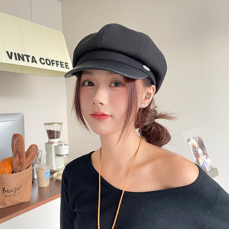 Восьмиугольная кепка для детей Ретро и универсальная Теплая кепка газетчика Ветрозащитная и подчеркивающая лицо Маленький берет для осени и зимы