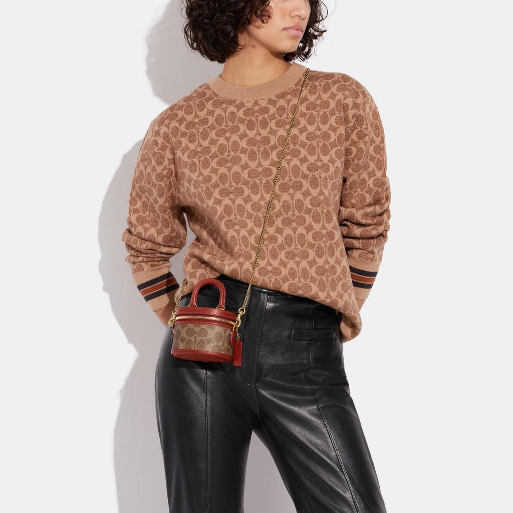 Coach Сумка на цепочке Trail 12 Classic Monogram с молнией, из кожи и покрытого канваса, женская, коричнево-желто-ржавая CE768-B4NQ4