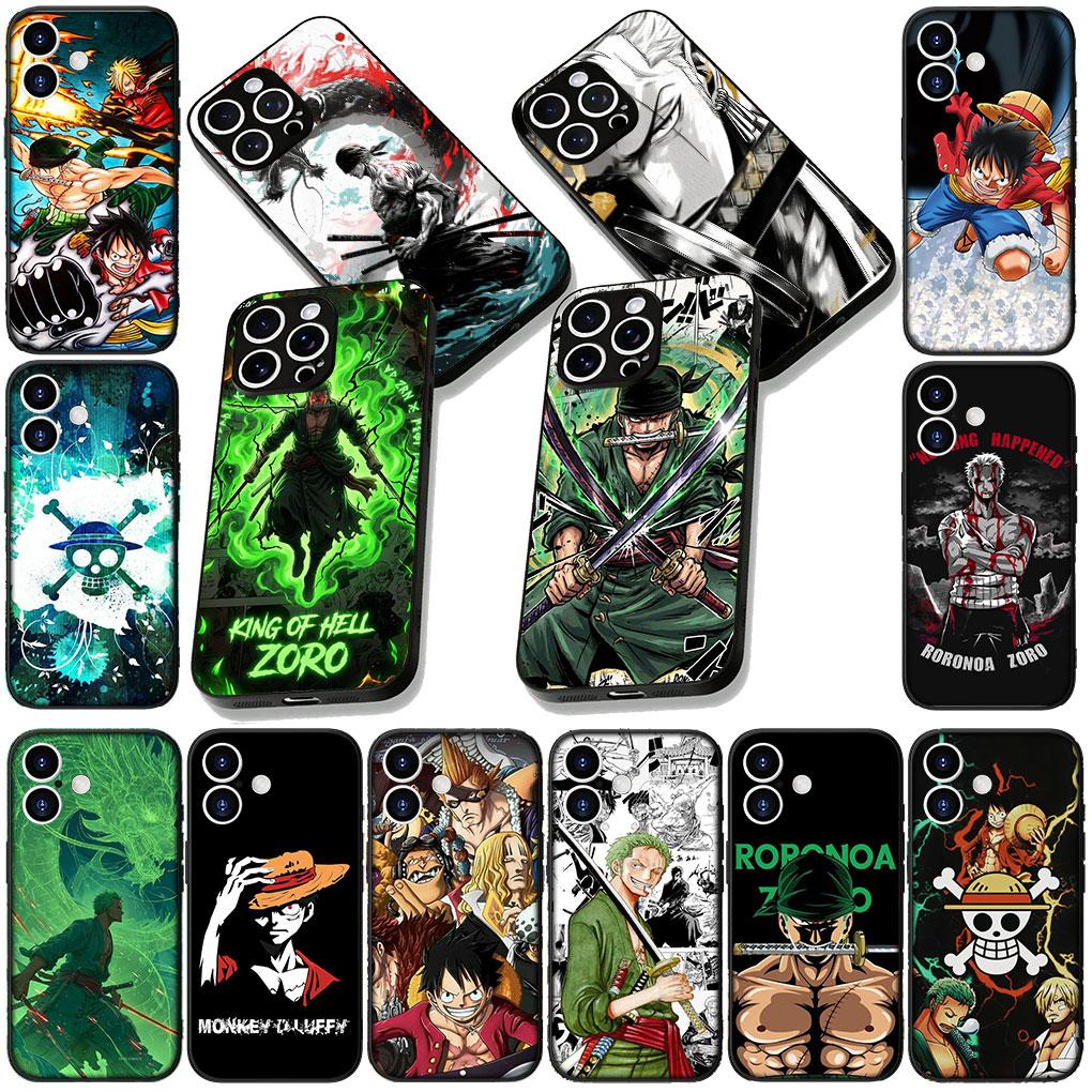 Soft Phone Cover for Apple iPhone 17 16 14 15 Pro Max Plus 15+ 16E XR ProMax Air Case Roronoa Zoro One Luffy Pieces Casing