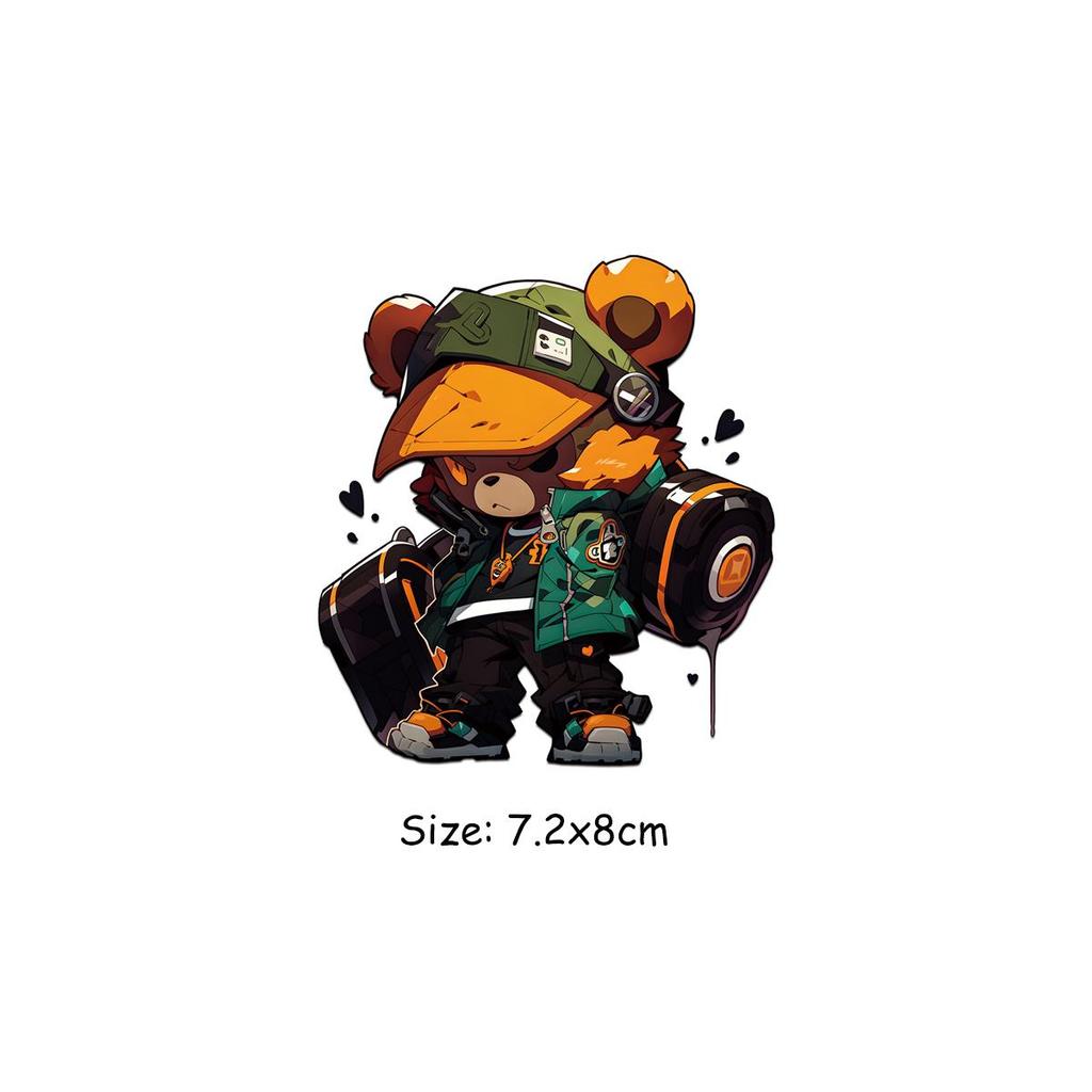 Hiphop Bears Patch For Clothes Iron On Fabric Stickers Washable New Heat Transfer Garment Accessory Diy Heat Transfer