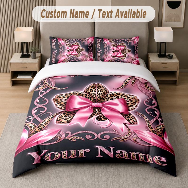 Lion Tiger Leopard Theme Custom Text Or Name 3Pcs Bedding Set 1 Flat Sheet & 2 Pillowcases Personalized Home Bedding