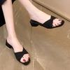Fashion Designer Women High Heels 2024 Summer New Fashion Thick Heel Luxury Open Toed Shoes for Women Solid Slippers Female Mujer