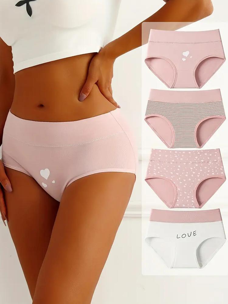 Набор женских бесшовных трусов с высокой талией, 4 штуки
