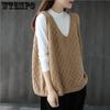 Women's Loose Knitted Vest Retro V-neck Plus Size Hollowed Out Vest Sweater for Women