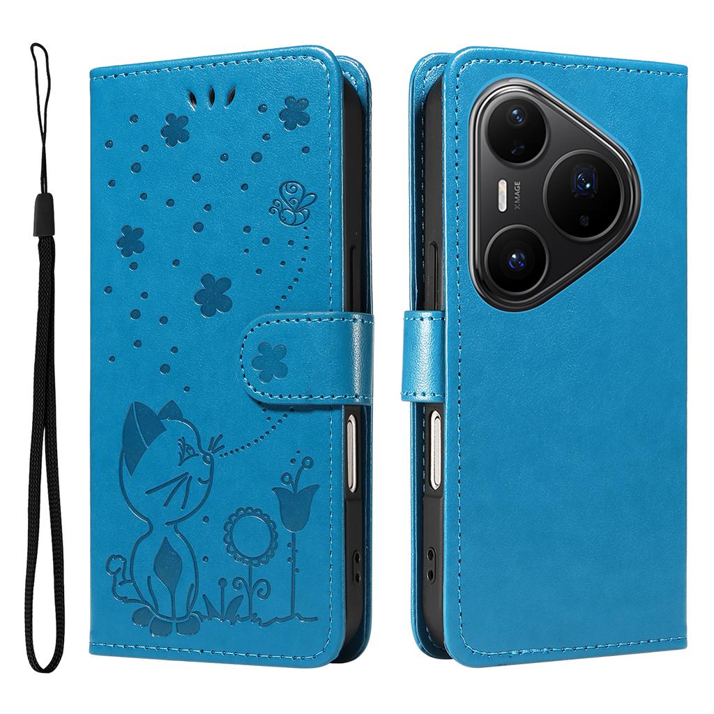 For Huawei Pura 80 Pro+/Huawei Pura 80 Pro Leather Wallet Case Cat Bee Pattern Phone Cover Stand