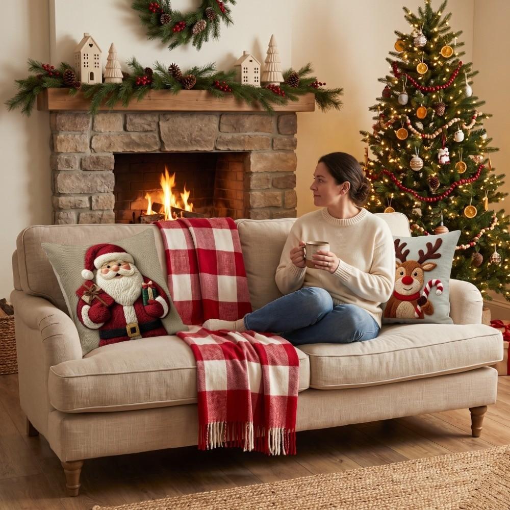 Soft Christmas Pillow Covers Tree Xmas Pillowslip Cartoon Cute Snowman Pillow Cover Home