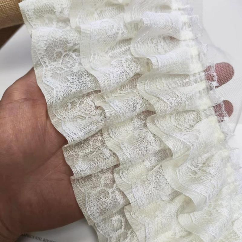 Трехслойный 3D плиссированный шифон с вышивкой кружева DIY детские манжеты для платья, подол юбки, пушистая накидка на диван, отделка, швейные принадлежности
