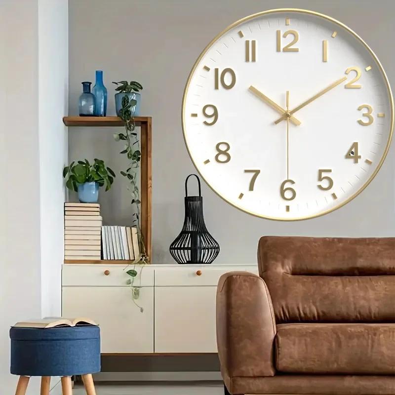 [12 дюймов 30 см] Модные бесшумные нетикающие настенные часы, креативные трехмерные цифровые настенные часы для гостиной и спальни