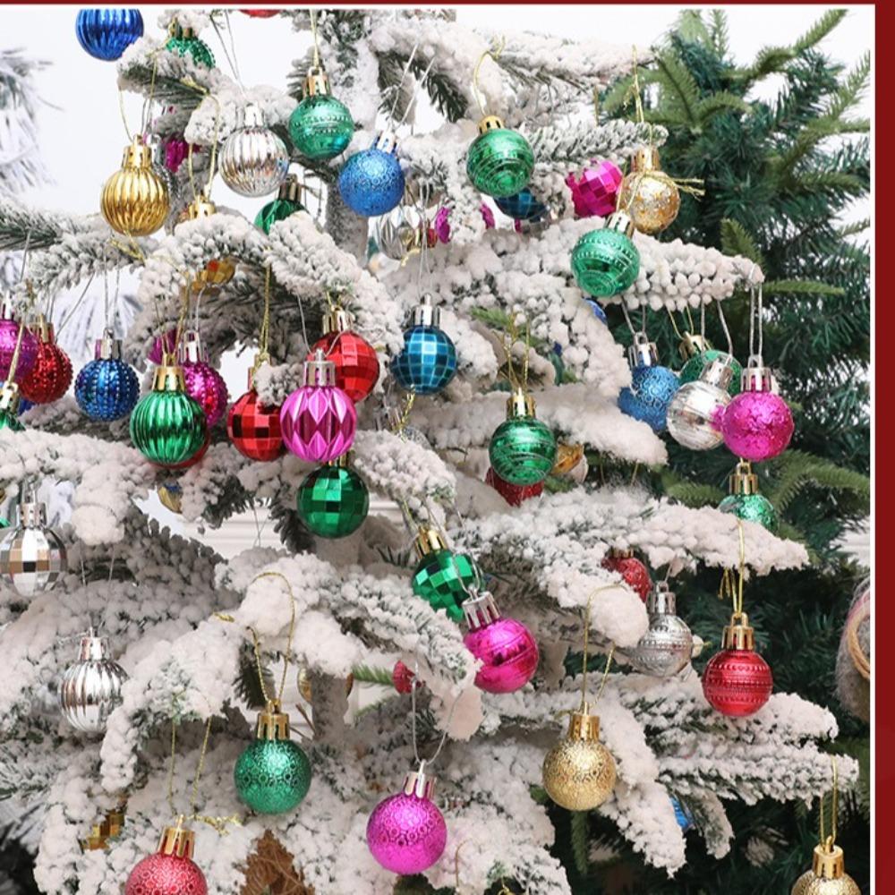12pcs/Box Color Electroplated Ball Christmas Tree Ornament Plastic Christmas Decorations