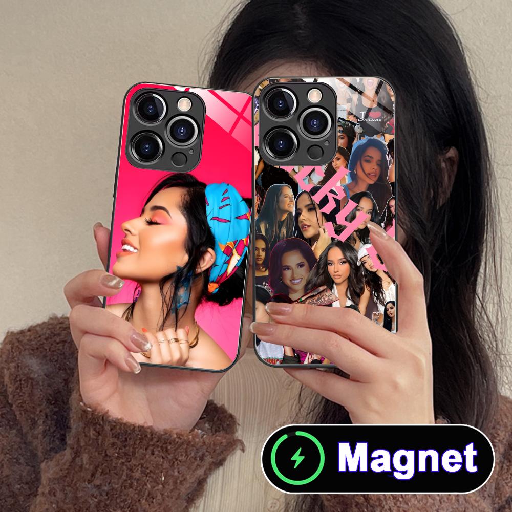 Модный чехол Becky G из стекла MagSafe для мобильного телефона iPhone 17 16 15 14 13 12 11 Air Pro Max Plus Mini Цветная накладка
