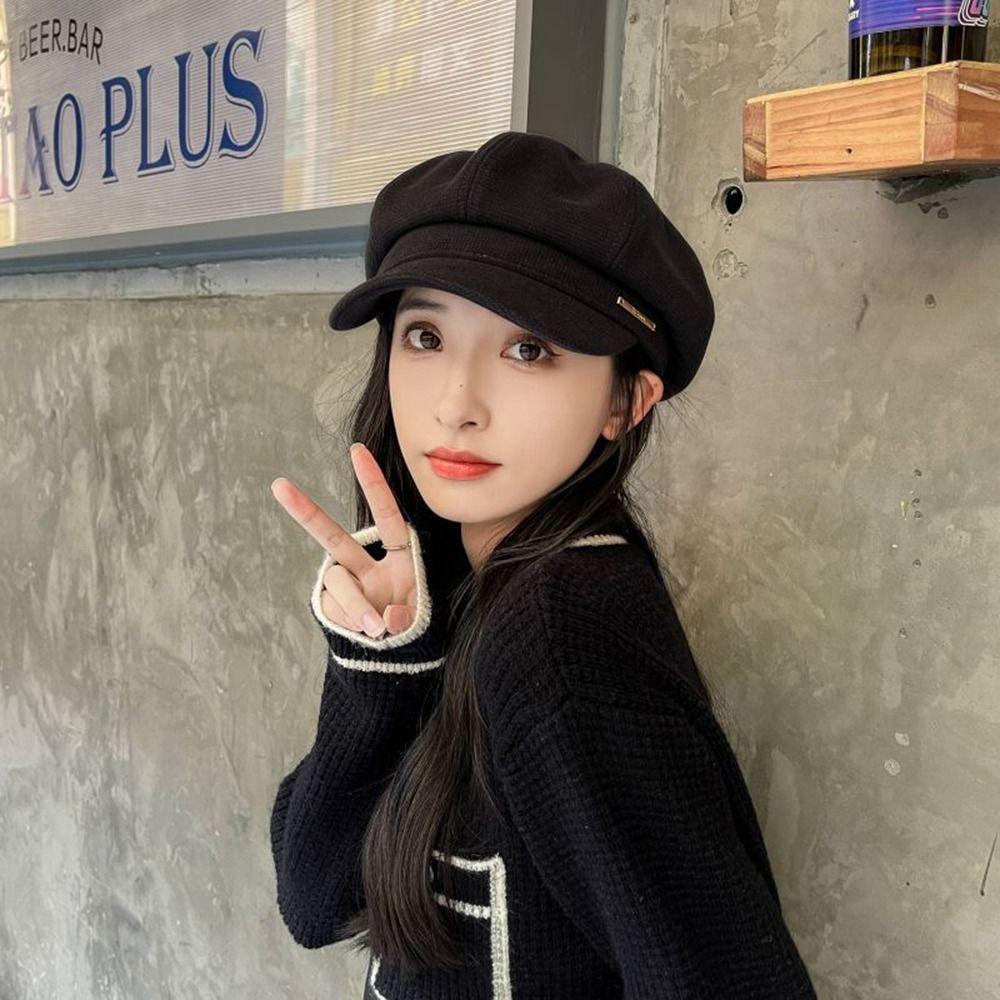 For Women Artist Hat For Girls Korean Style Octagonal Cap Woolen Beret Women Visors Cap Painter Hat