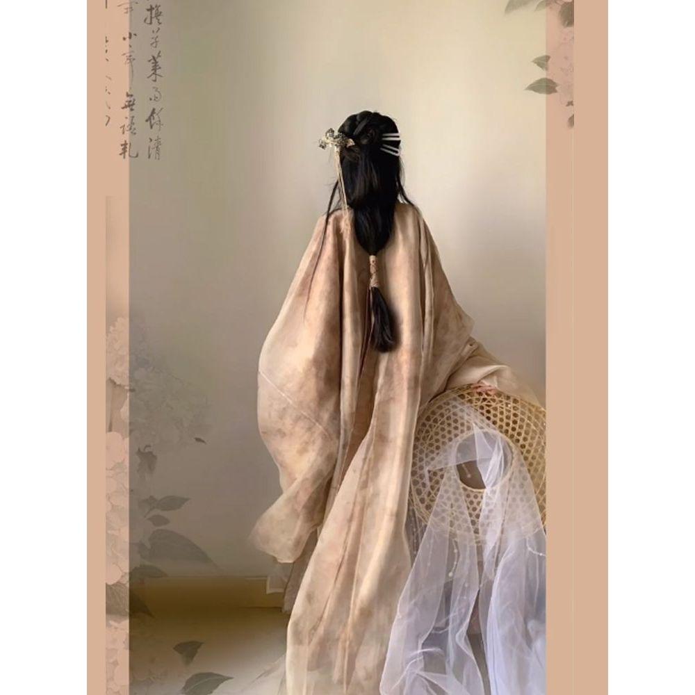 Рубашка с прямыми рукавами и принтом Hanfu, сказочный костюм с юбкой до талии