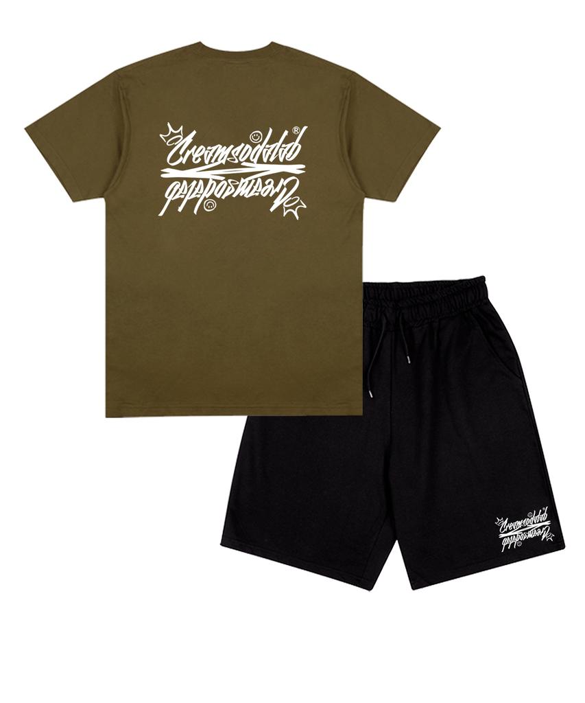 CREAM SODA LAB [2Pack] Crsdel Lettering Short Sleeve Shorts Set (Type B)