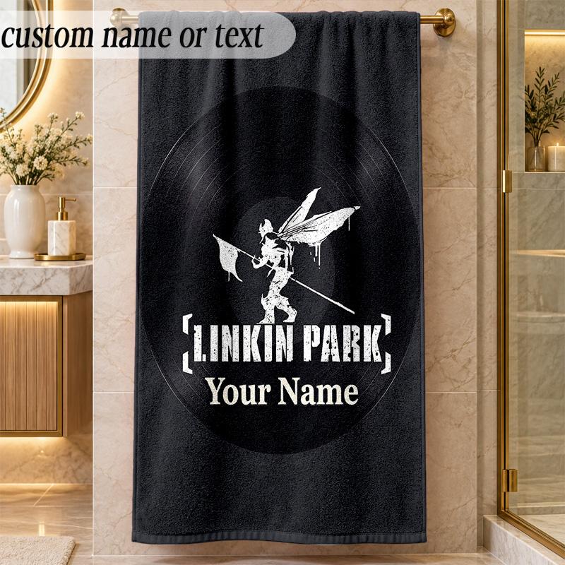 Beach TowelLinkin Park Custom Name Text Personalized Soft Towel for Beach Pool Indoor Home Decor Gift