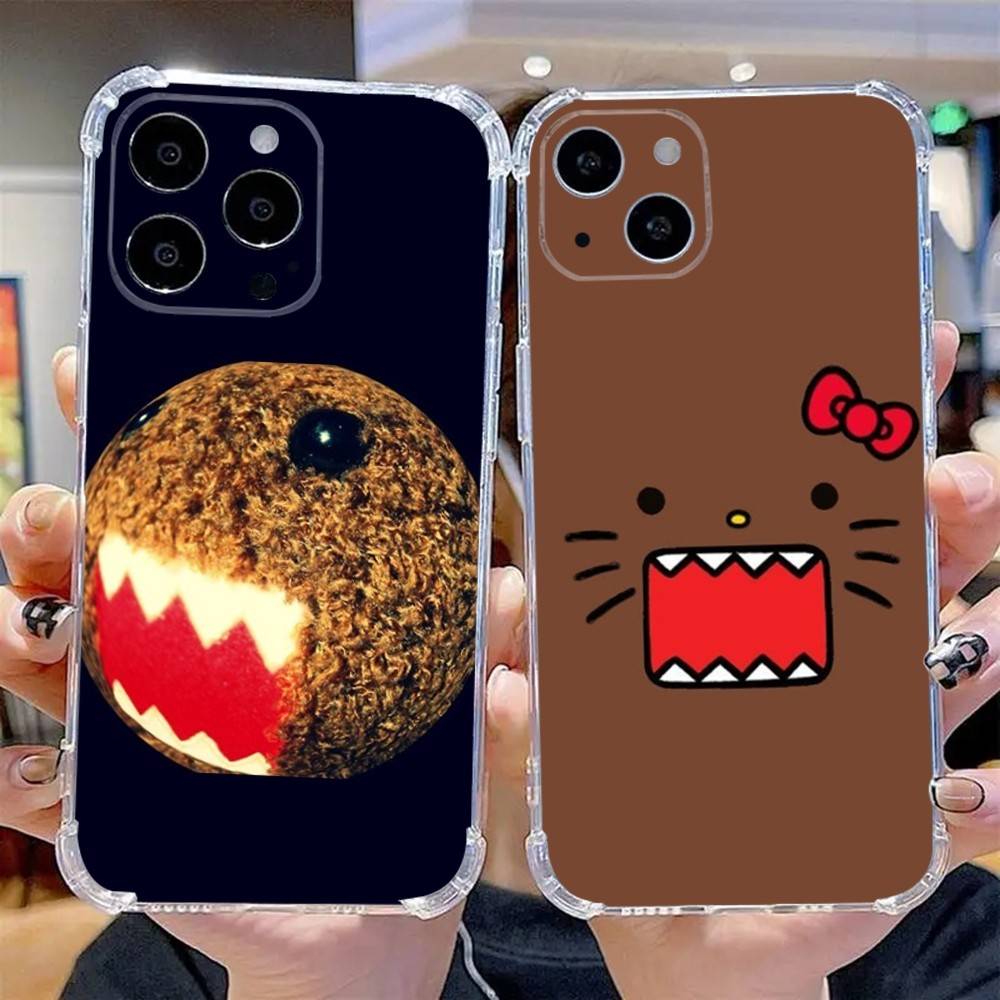 Милый чехол для телефона Domo-kun для iPhone 16,15,14,13,12,11 Pro,Max,Plus,X,XS,XR,SE,Mini Прозрачный Силиконовый Мягкий