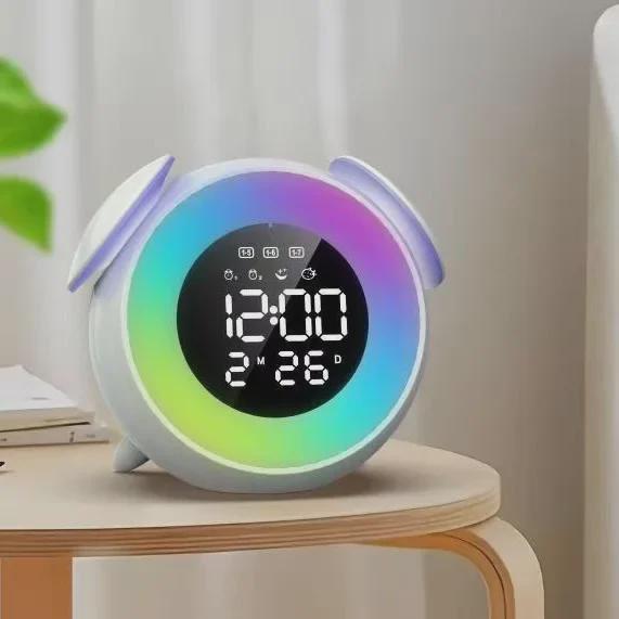 Светодиодный цветной будильник с эффектом заката, сенсорным светом и звуком