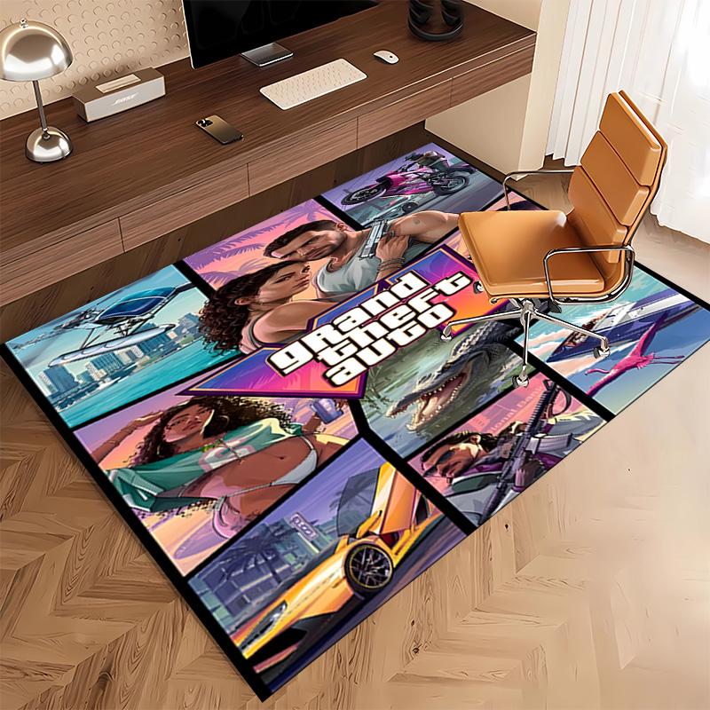 1pc Game Grand Theft Auto Print Area Rug - Soft, Washable Non-Slip Indoor Mat, Living Room, Home Office Decorative Rug,Office Decorative