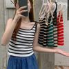 Женский полосатый жилет с бантом, тонкий повседневный вязаный топ на бретельках