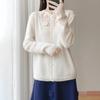 Autumn Style Heavy-Duty Crochet Knit Wool Cardigan: Women's Fashionable Hollow-Out Sweater Coat, Solid Color.