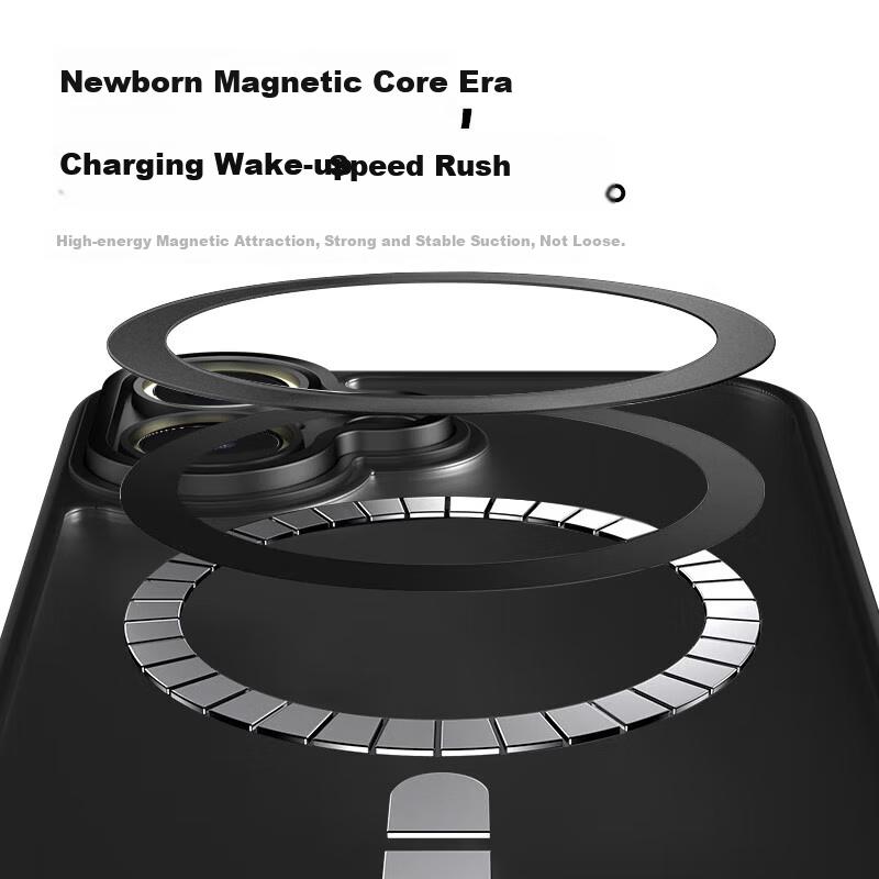 IPhone 16E Case, Apple 16E Protective Cover, Magnetic Frosted Anti-Drop Anti-Fingerprint Full Lens Protection Soft Edge Case, Midnight Black