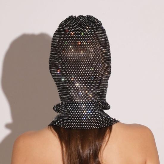 Головной убор с отделкой стразами, ажурный сетчатый дизайн, защита от солнца, открывающая глаза, для выступлений и фестивалей, повязка на голову