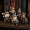 Викинг Броня Щит Ремесла Гном Воин Фигурка, Смола Нордический Гном Статуэтка, Декоративная Устойчивая Основа Настольные Скульптуры Солдат Украшение для Помещения