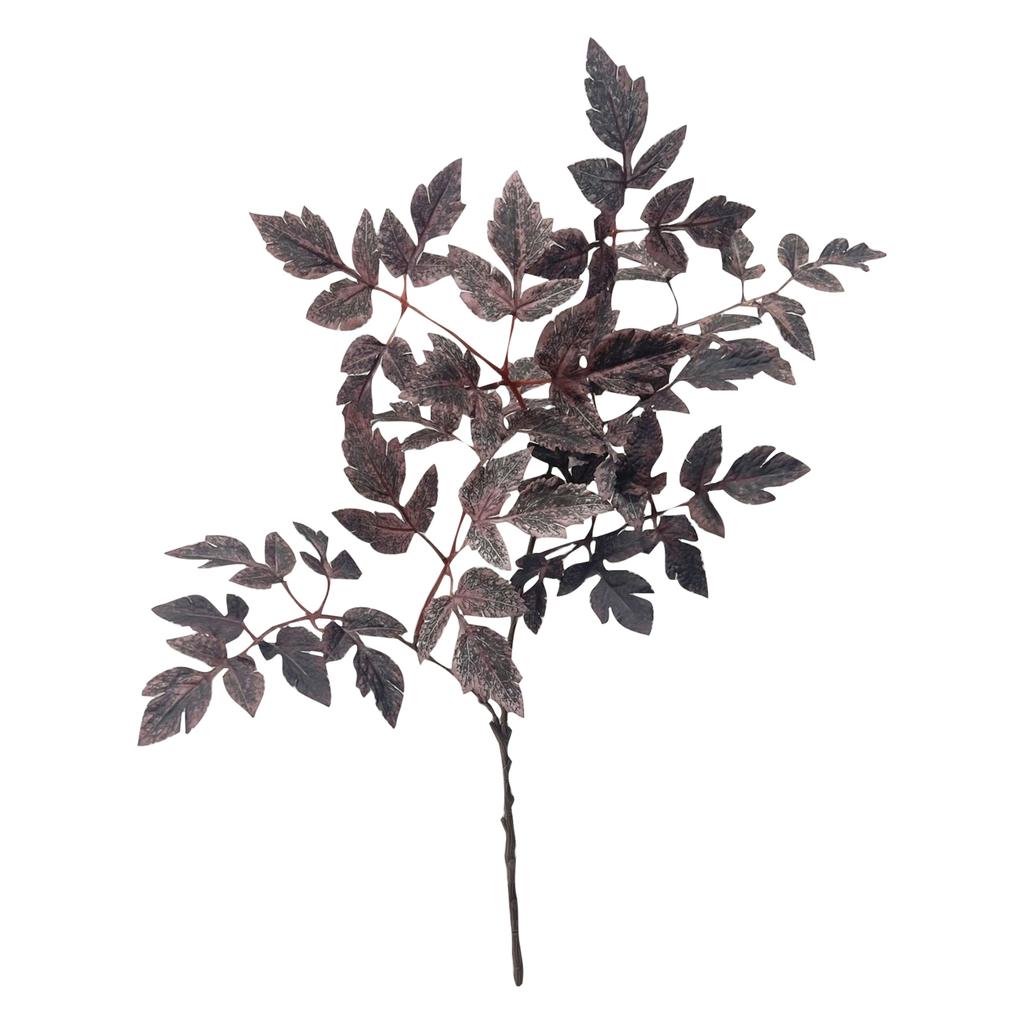 Artificial Cimicifuga Leaf Spray, Faux Fall Branch With Long Stems For Vase, Thanksgiving Centerpiece Halloween Decor