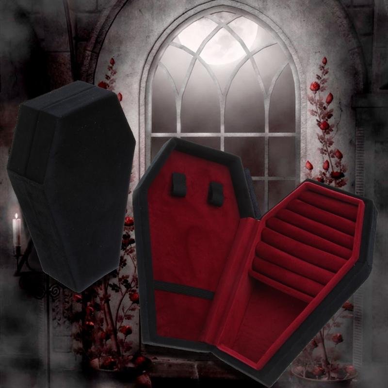 Necklace Earring Display Case Ring Holder Coffin Shape Jewelry Display Box