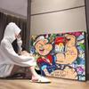 Graffiti Oil Painting Cartoon Wall Art Abstract Muscle Boy Art Work Color Poster Home Wall Decoration Picture
