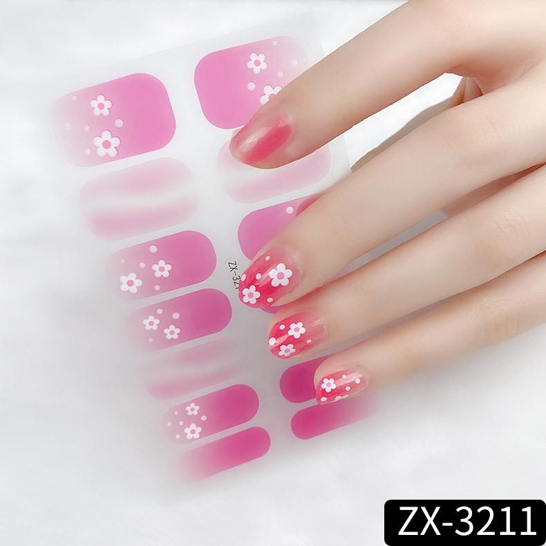 ZX 3D Waterproof No-Cure Gel Nail Wraps, Full Cover Japanese & Korean Style Spring & Summer Nail Stickers, Nail Patch Films